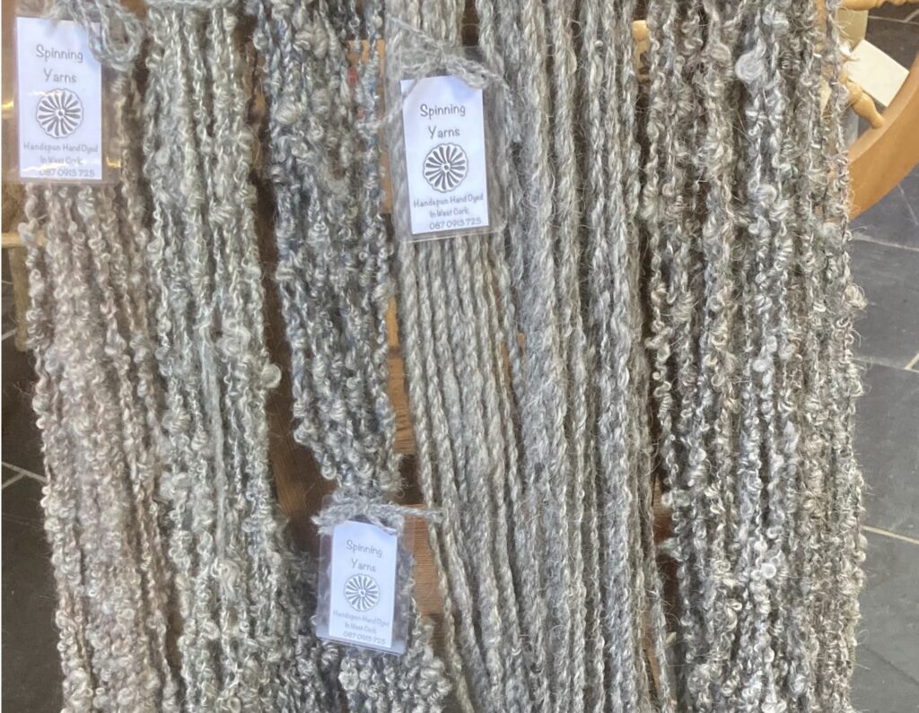 Blackface: Handspun Blackface wool yarns in natural grey shades and varied textures.